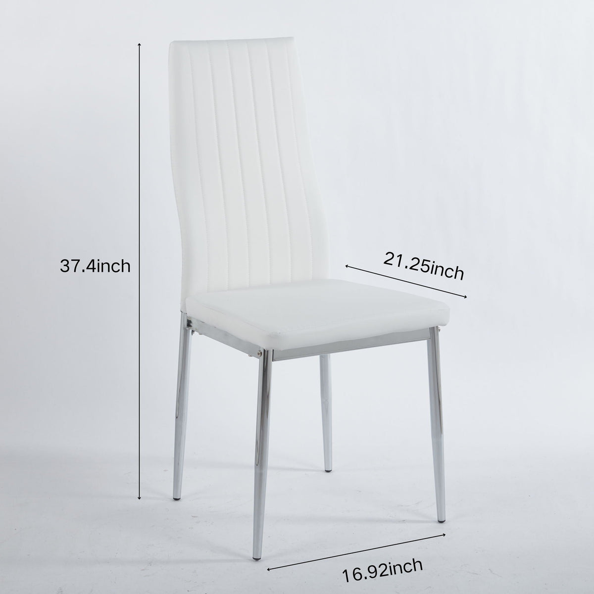 Minimalist Faux Leather Dining Chairs with Metal Frame, Set of 4 – view 5