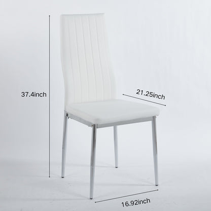 Minimalist Faux Leather Dining Chairs with Metal Frame, Set of 4 – view 5