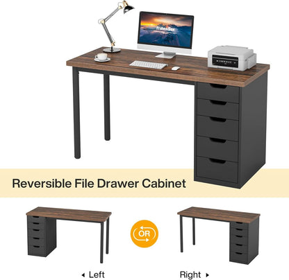 47-Inch Rustic Brown Computer Desk with 5 Drawers – view 7