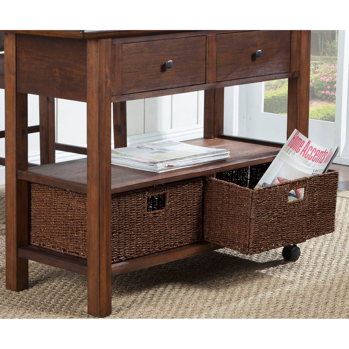 Caldwell Rustic Kitchen Cart with Drop Leaf, Antique Cappuccino – view 5