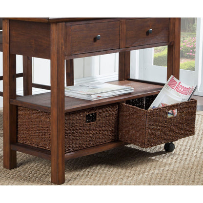 Caldwell Rustic Kitchen Cart with Drop Leaf, Antique Cappuccino – view 5