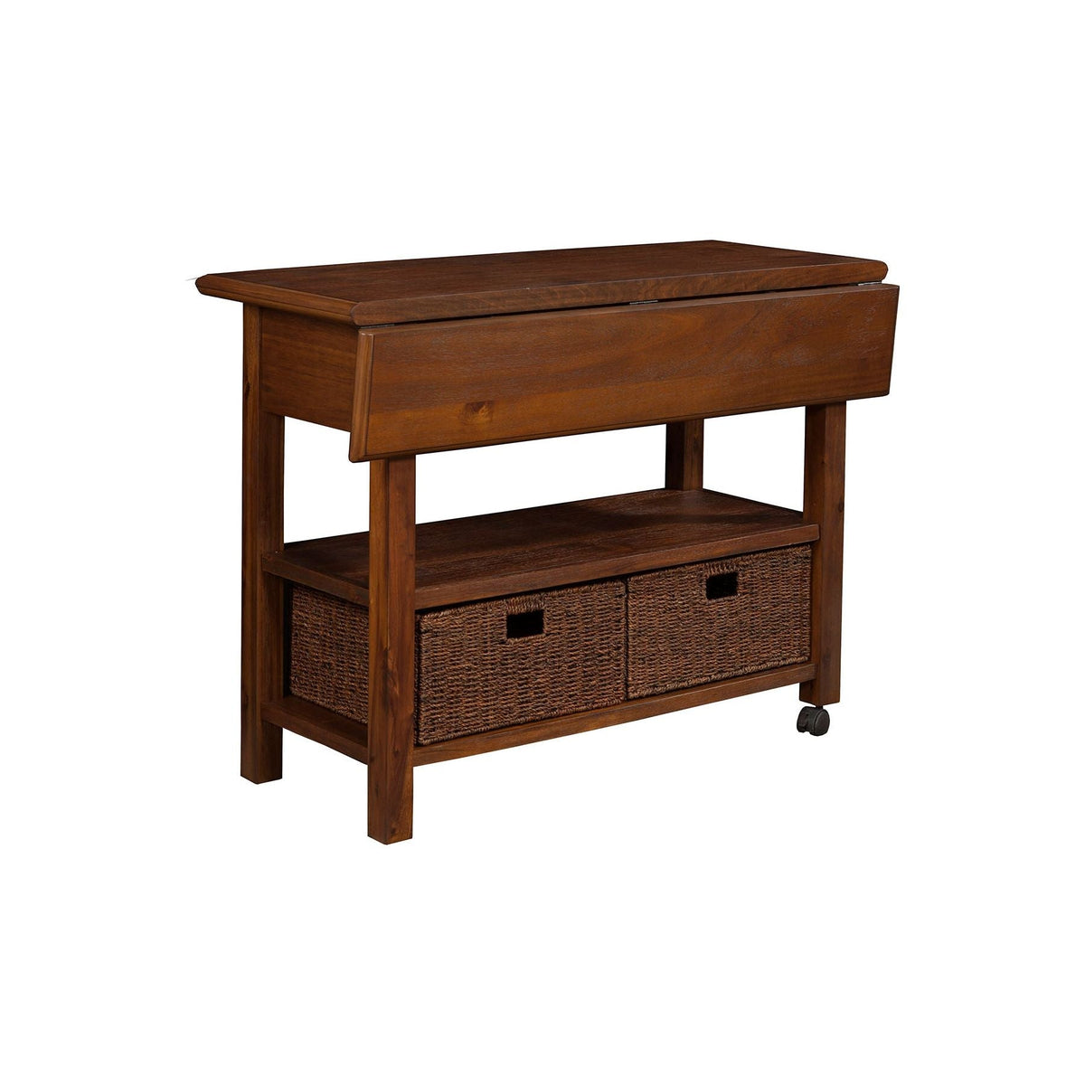 Caldwell Rustic Kitchen Cart with Drop Leaf, Antique Cappuccino – view 4