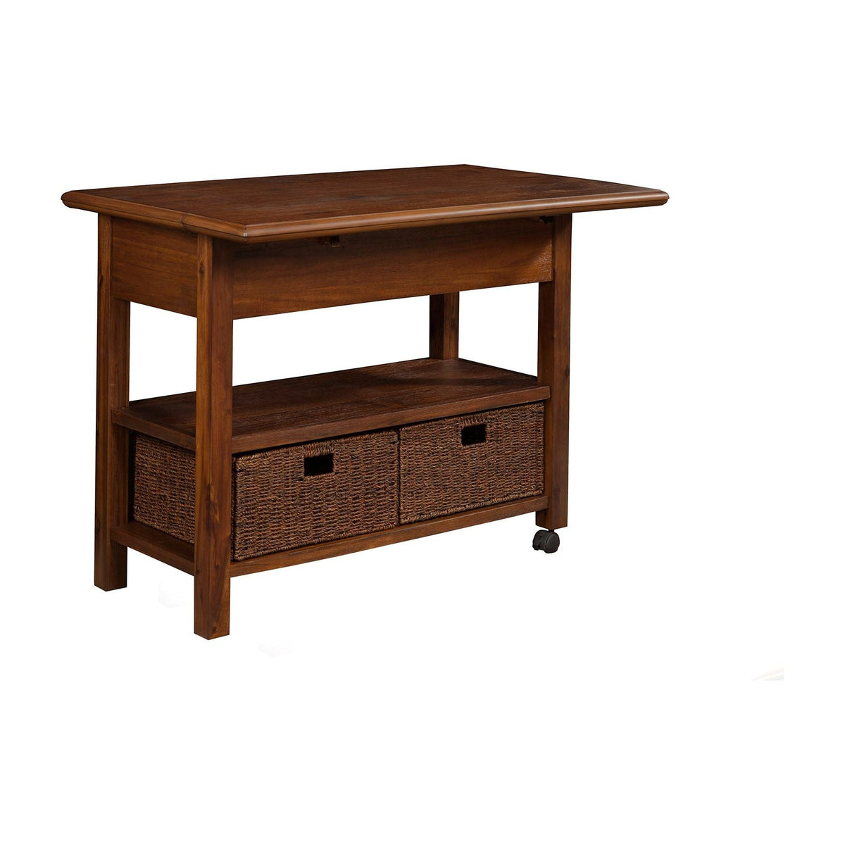Caldwell Rustic Kitchen Cart with Drop Leaf, Antique Cappuccino – view 3