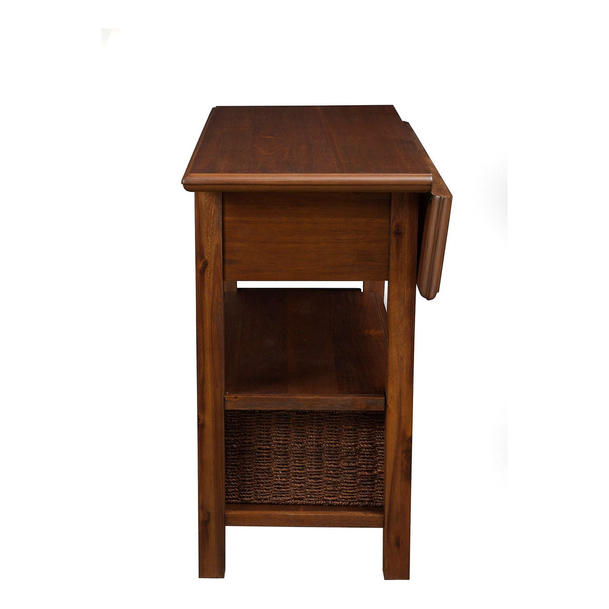Caldwell Rustic Kitchen Cart with Drop Leaf, Antique Cappuccino – view 8