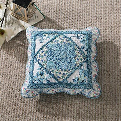 Petal Dance Blue and White Floral Patchwork Euro Sham and Cushion Covers – view 2