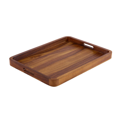 Large Rectangular Acacia Wood Serving Tray with Handles – view 2