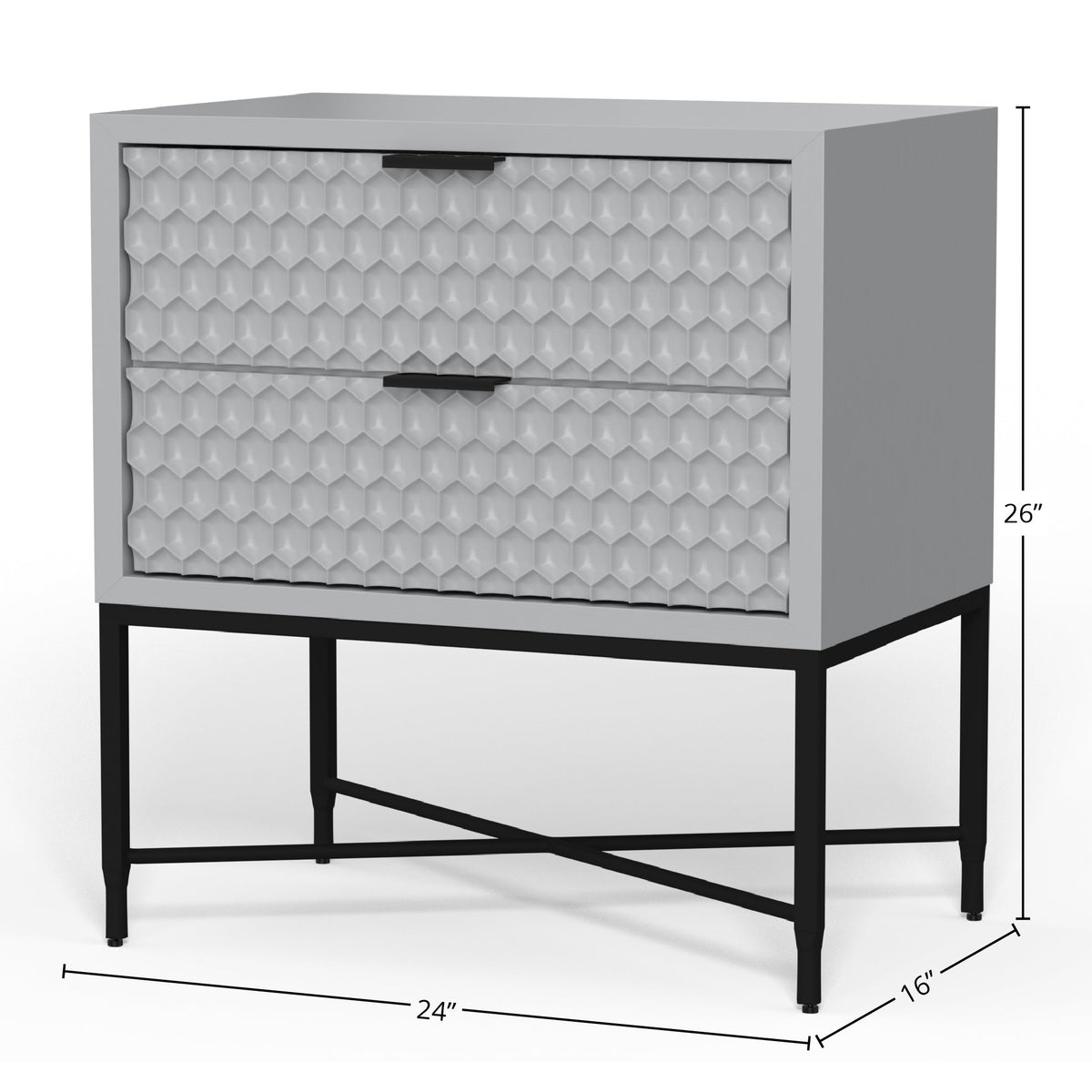 White Pearl Contemporary Nightstand with Gold Metal Base – view 19