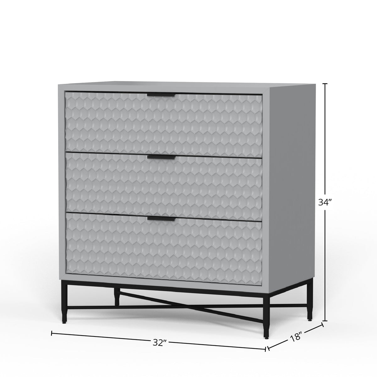 White Pearl 3-Drawer Accent Chest with Gold Metal Base – view 21