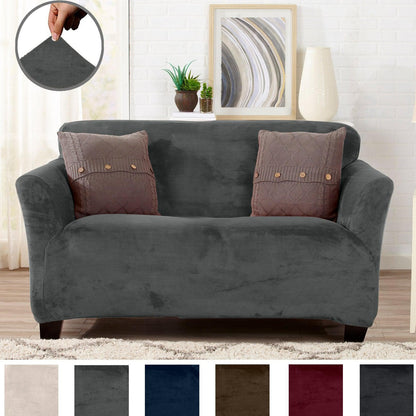 Velvet Stretch Slipcover – Gale Collection Form-Fit Sofa Cover – view 80