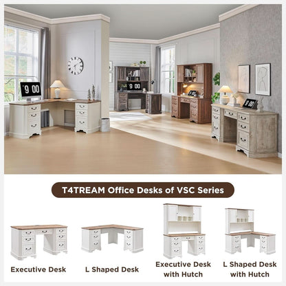 Victorian Farmhouse 59-Inch Executive Desk, Antique White – view 5