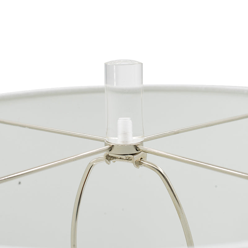Sculpted Marble and Crystal Cylinder Table Lamp with White Drum Shade – view 4