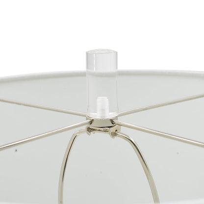 Sculpted Marble and Crystal Cylinder Table Lamp with White Drum Shade – view 4