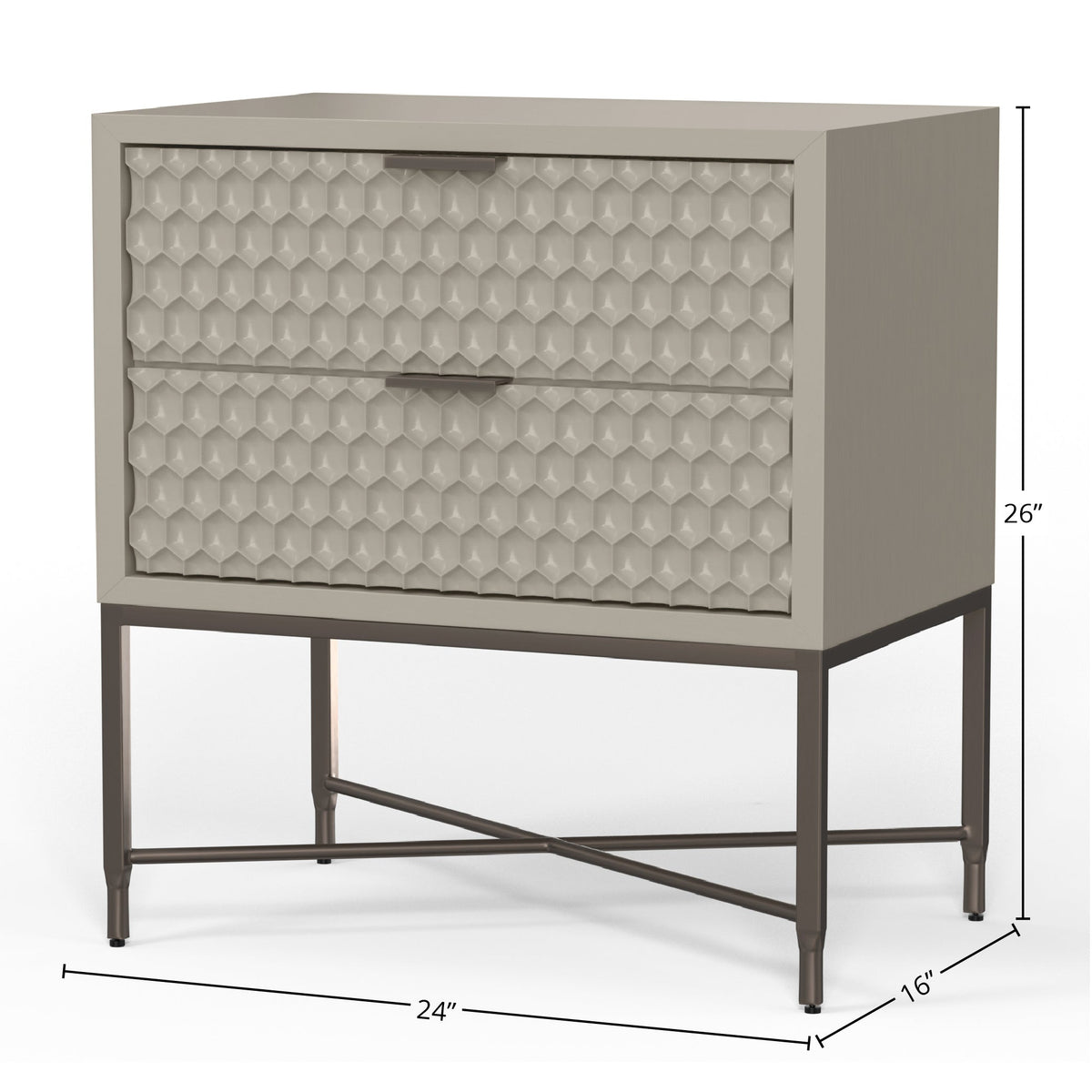 White Pearl Contemporary Nightstand with Gold Metal Base – view 18