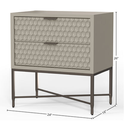 White Pearl Contemporary Nightstand with Gold Metal Base – view 18