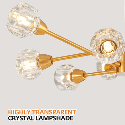 28" Modern Low-Profile Crystal Chandelier with 9 Lights, Gold – view 7