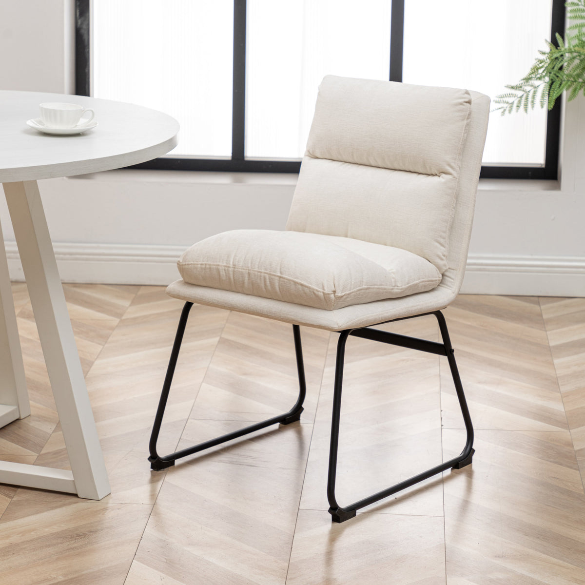 Innes 5-Piece Round Dining Set with Faux Leather Chairs, Vanilla White – view 7
