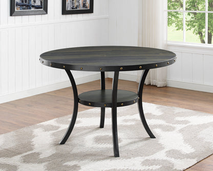 Espresso Round 5-Piece Dining Set with Tan Nailhead Chairs – view 4