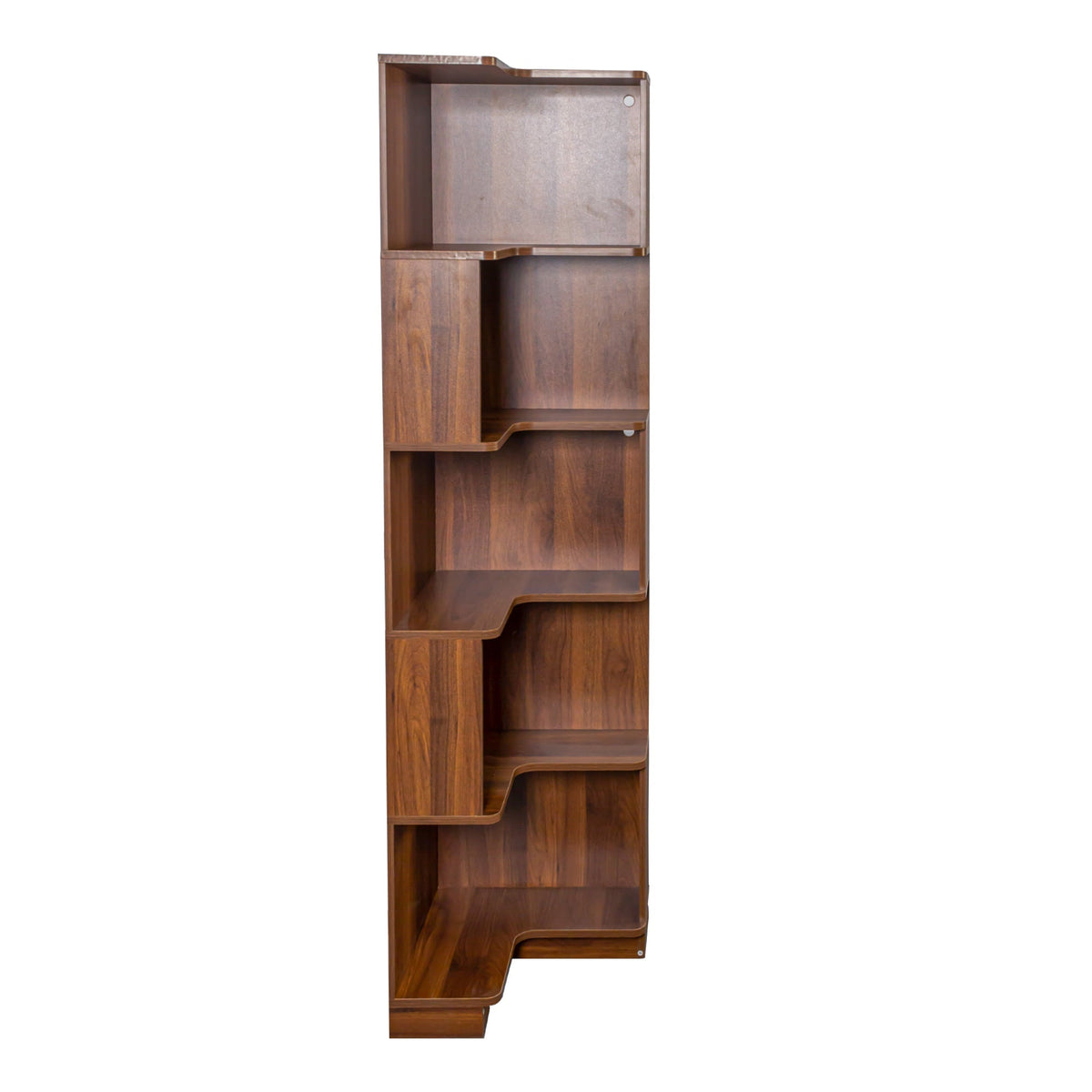 5 Tier Corner Bookshelf with Melamine Finish in Neutral Wood – view 9