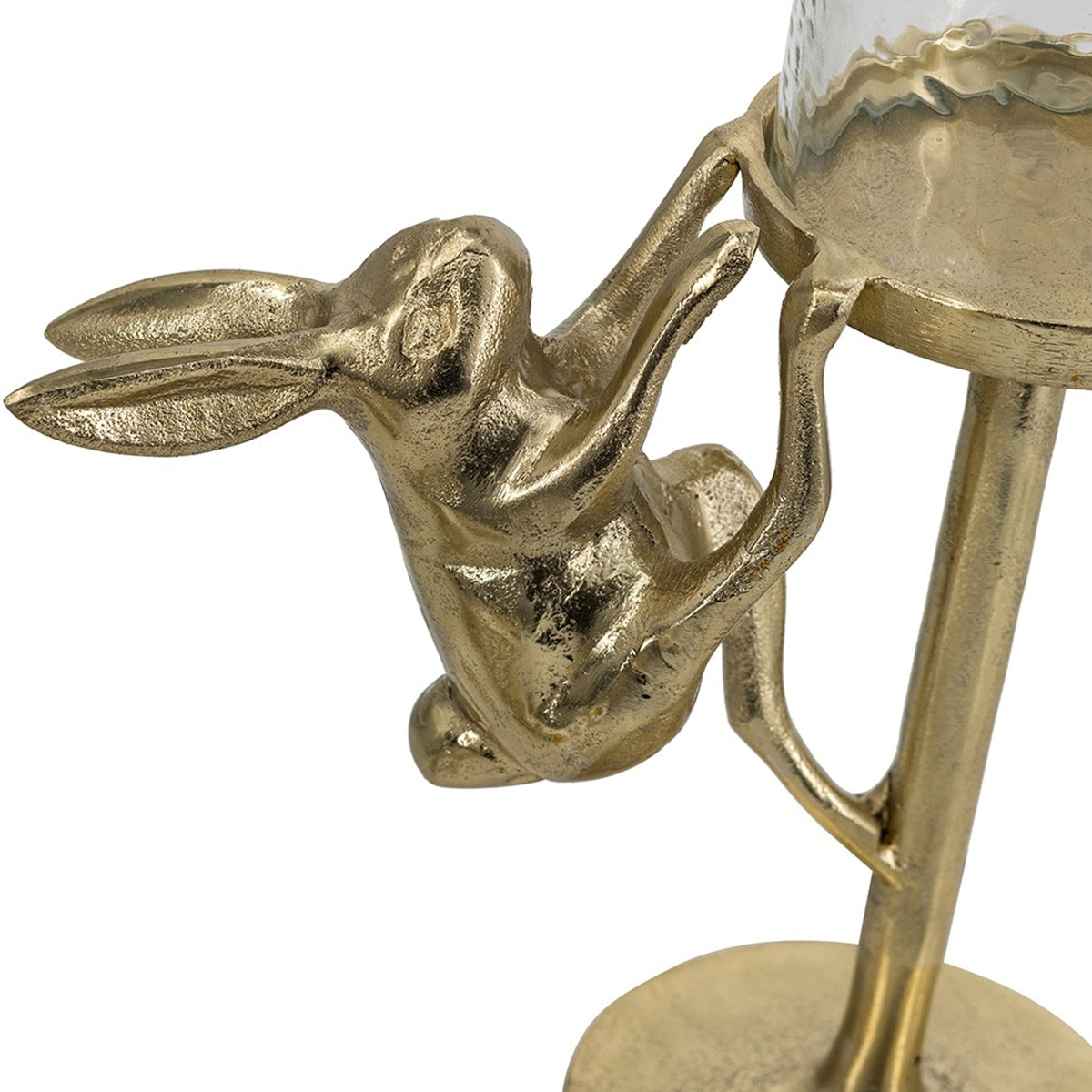 Gold Rabbit Pillar Candle Holder with Clear Glass Hurricane, 11 Inch – view 5