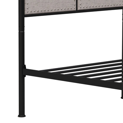 Twin Size Linen Upholstered Metal Platform Bed Frame – view 11
