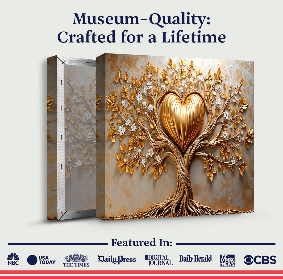 Golden Tree Heart Canvas Wall Art, Premium Gallery Wrapped – view 6