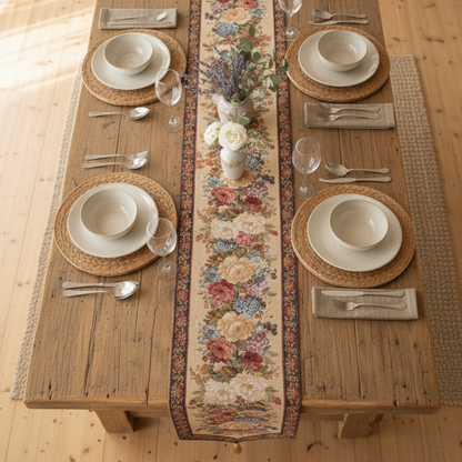 Morning Awakening Colorful Country Floral Woven Table Runner – view 4