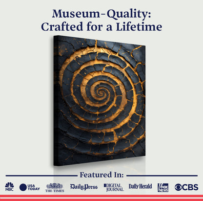 Black and Gold Spiral Abstract Canvas Wall Art, Gallery Wrapped – view 6