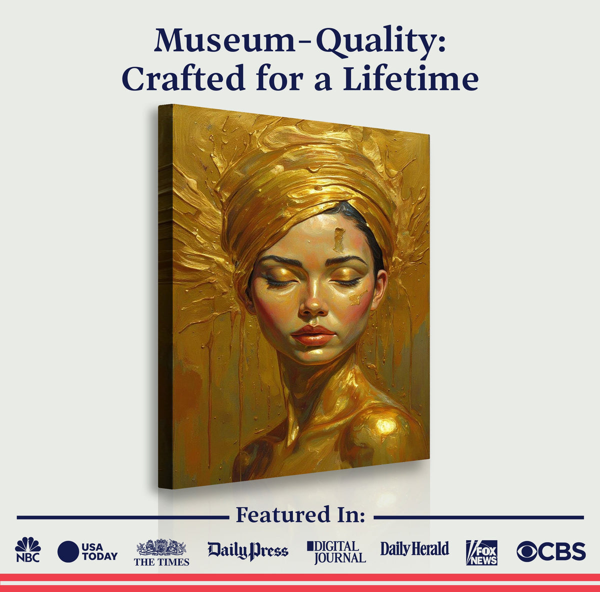 Woman's Golden Serenity Canvas Wall Art – Gallery Wrapped Print – view 6