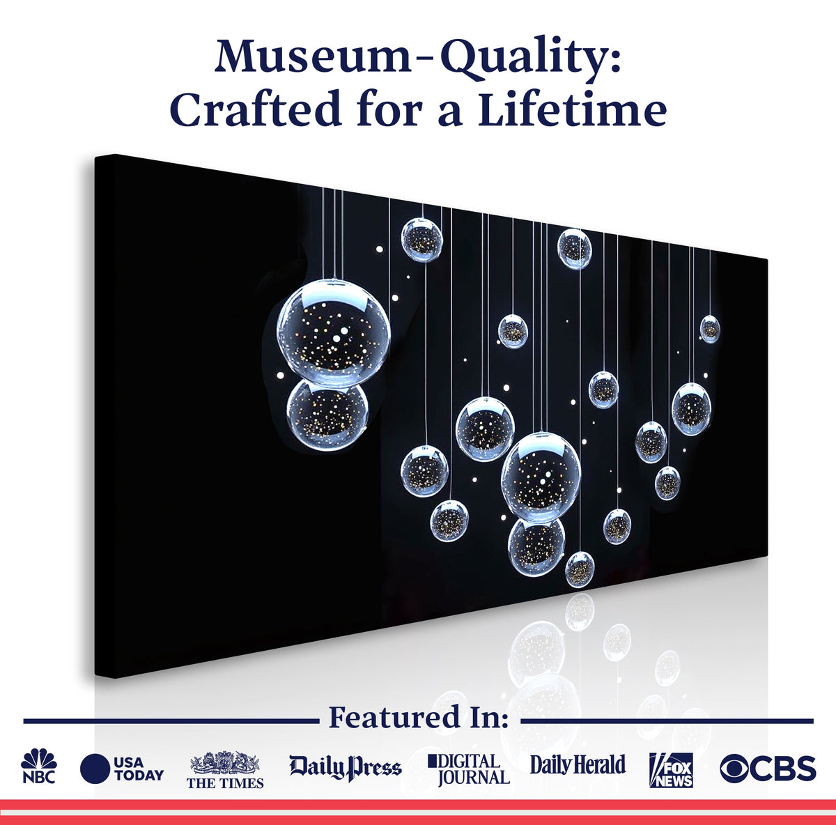 Modern Abstract Bubbles Canvas Wall Art, Wide Gallery Wrapped – view 6