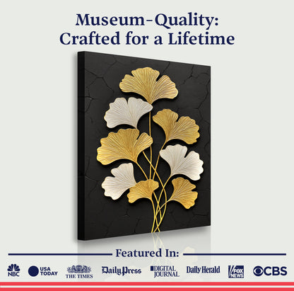 Golden Ginkgo Leaf Canvas Wall Art, Premium Gallery Wrapped – view 6