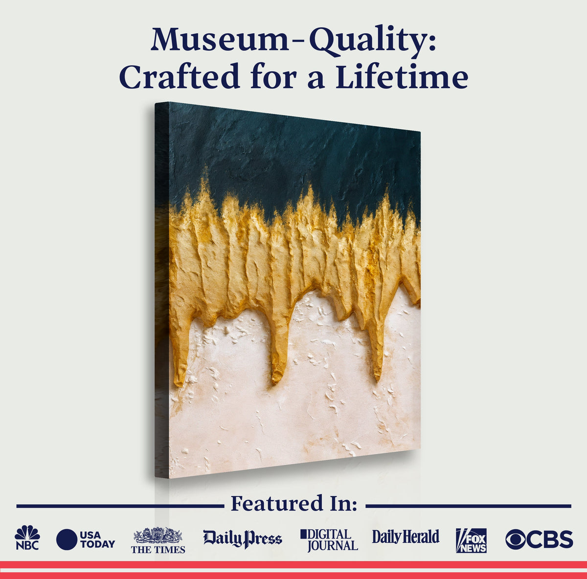 Abstract Blue and Gold Canvas Wall Art, Premium Gallery Wrapped – view 6
