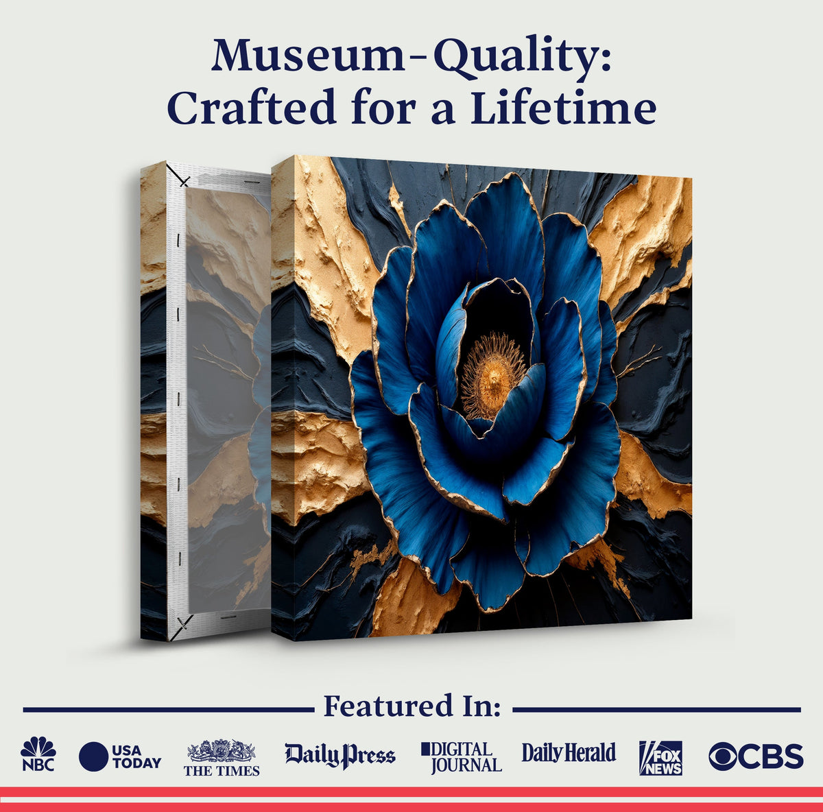 Sapphire Bloom Floral Canvas Wall Art – Premium Gallery Wrapped – view 6