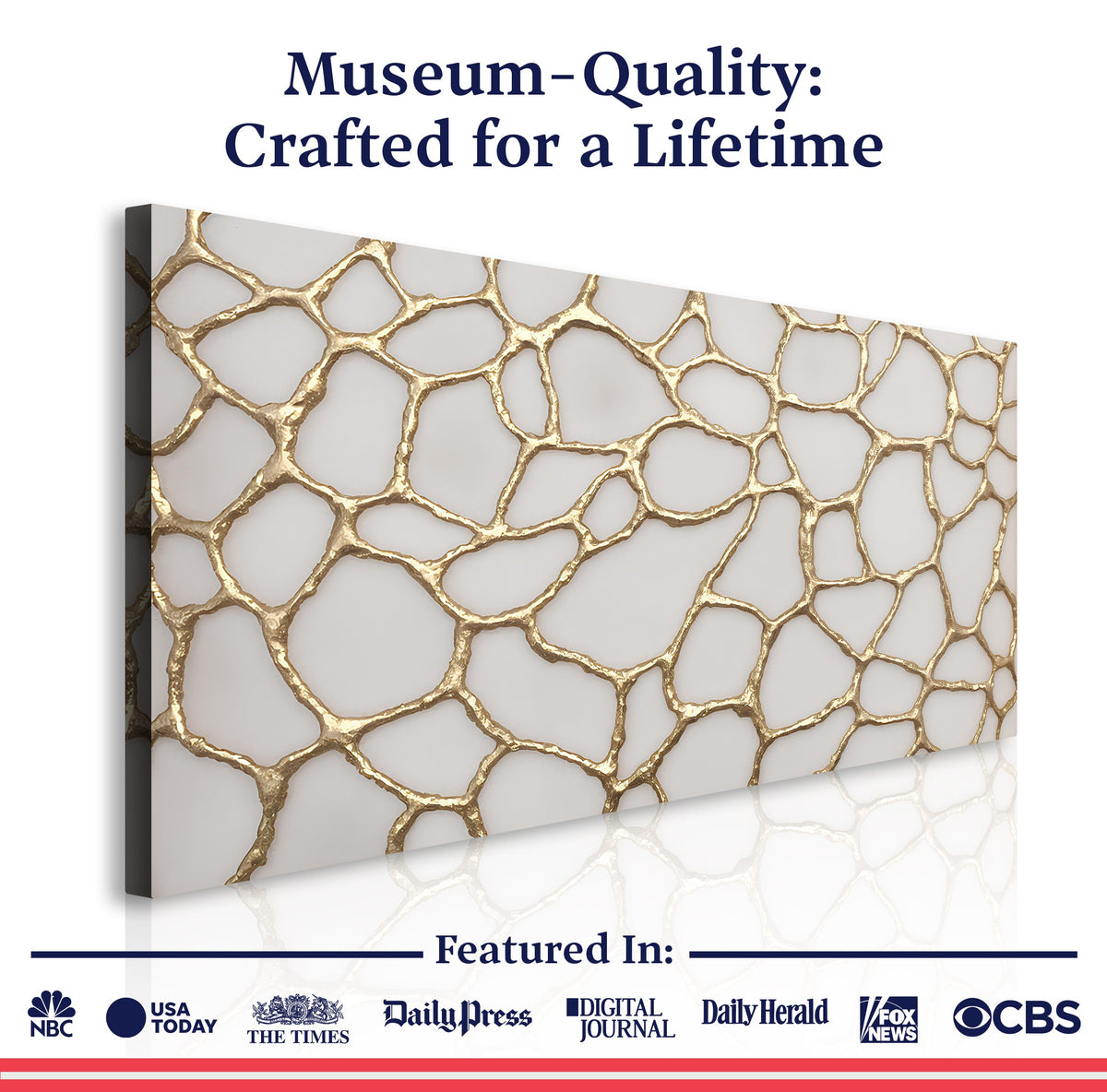 Golden Neurons Abstract Canvas Wall Art, Wide Gallery Wrapped – view 6