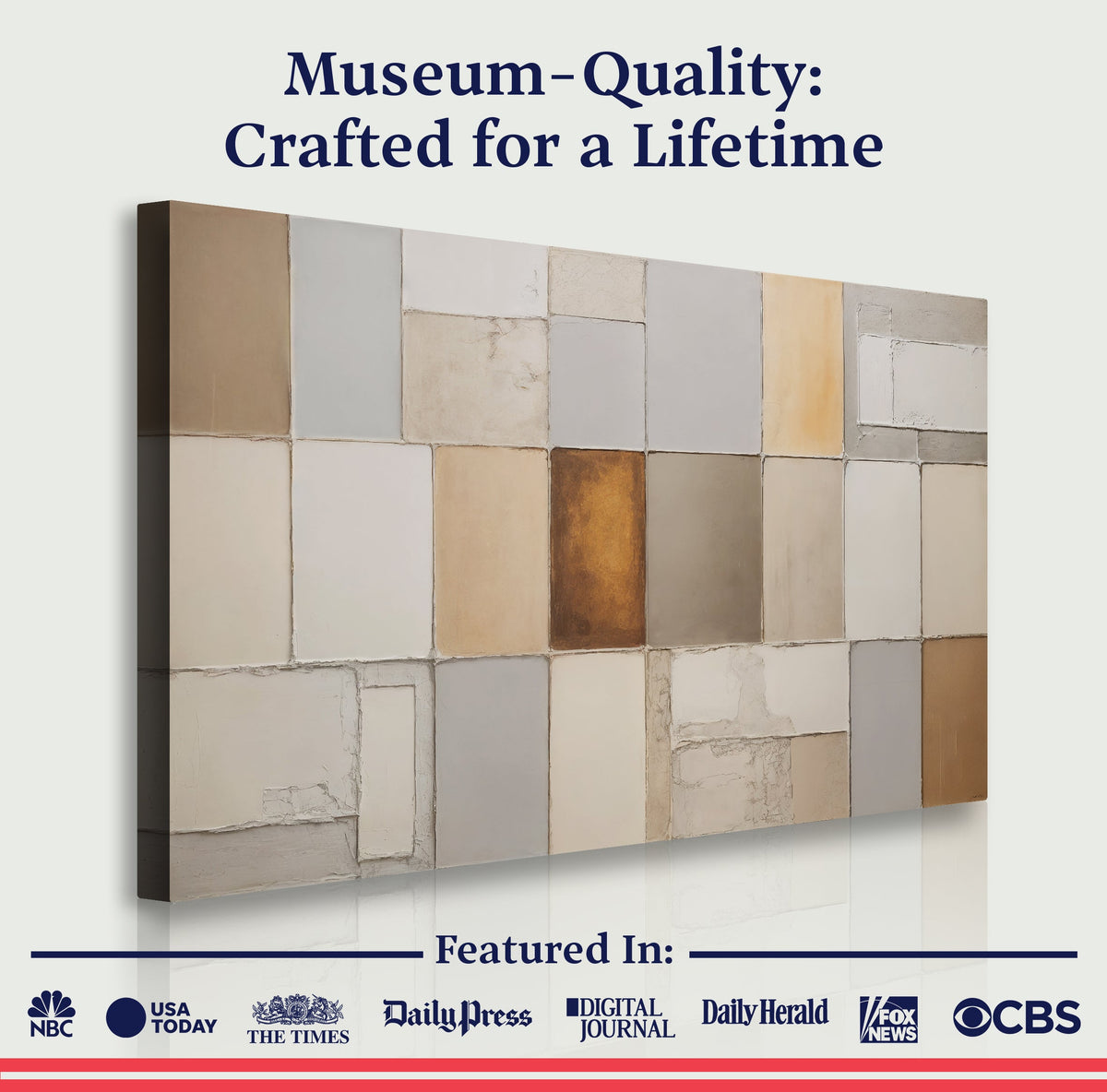 Earth Tones Patchwork Geometric Canvas Wall Art, Gallery Wrapped – view 6