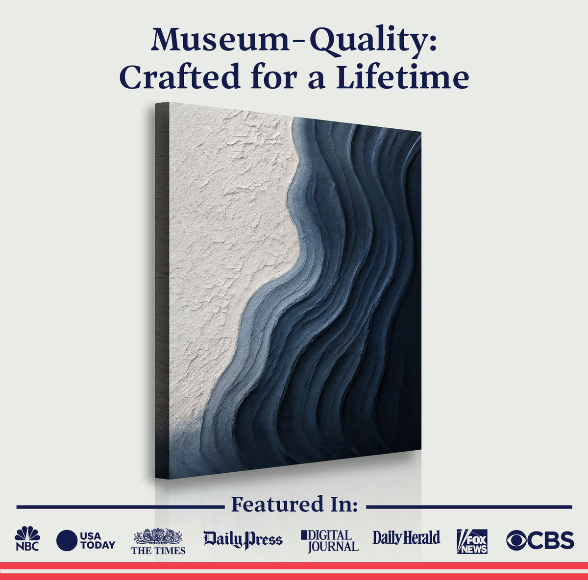 Abstract Minimalist Wave Impasto Canvas Wall Art, Gallery Wrapped – view 6