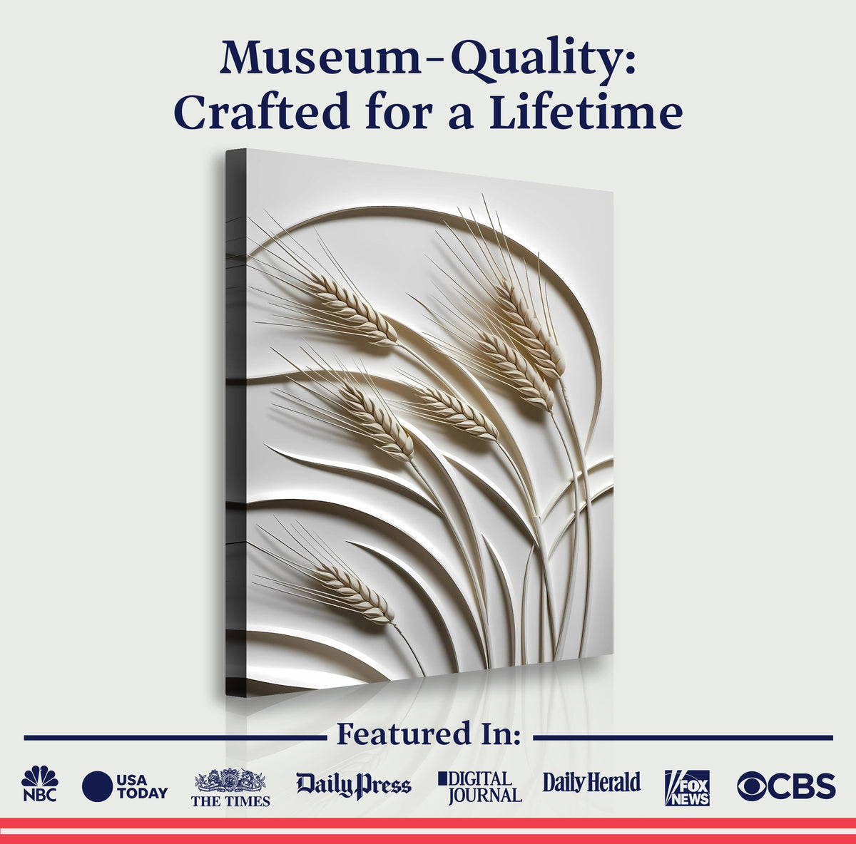 Minimalist Wheat Botanical Canvas Wall Art, Gallery Wrapped – view 6