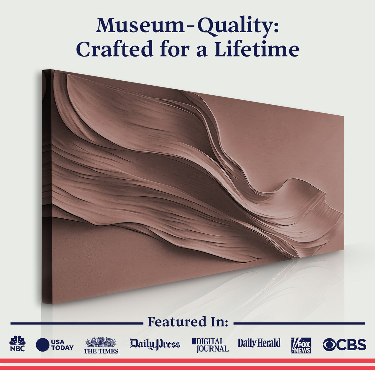 Warm Terracotta Minimalist Canvas Wall Art – Panoramic Gallery Wrap – view 6