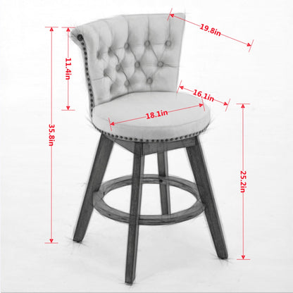26" Gray Velvet Swivel Counter Height Bar Stools, Set of 2 – view 8