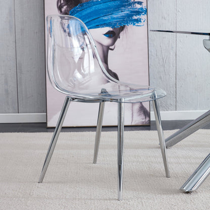 Modern Clear Transparent Dining Chairs with Silver Legs, Set of 6 – view 16