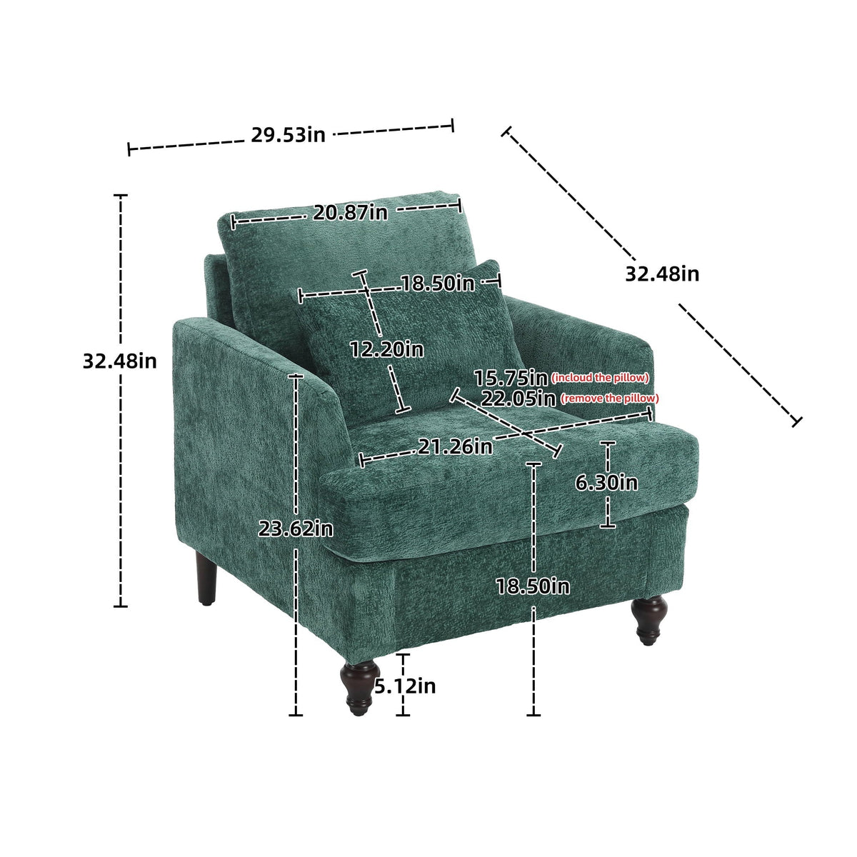Mid Century Modern Tufted Armchair with Solid Wood Frame – view 10