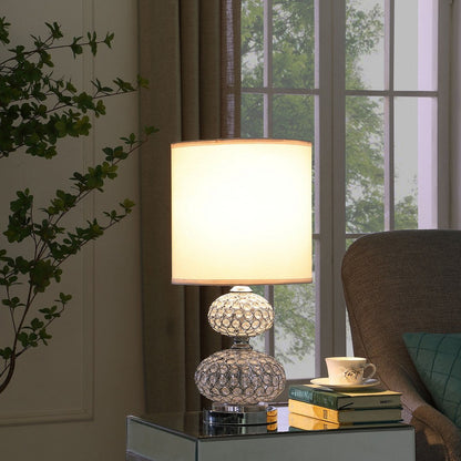 24 Inch Chrome Filigree Cage Table Lamp with Acrylic Beads, Silver – view 2