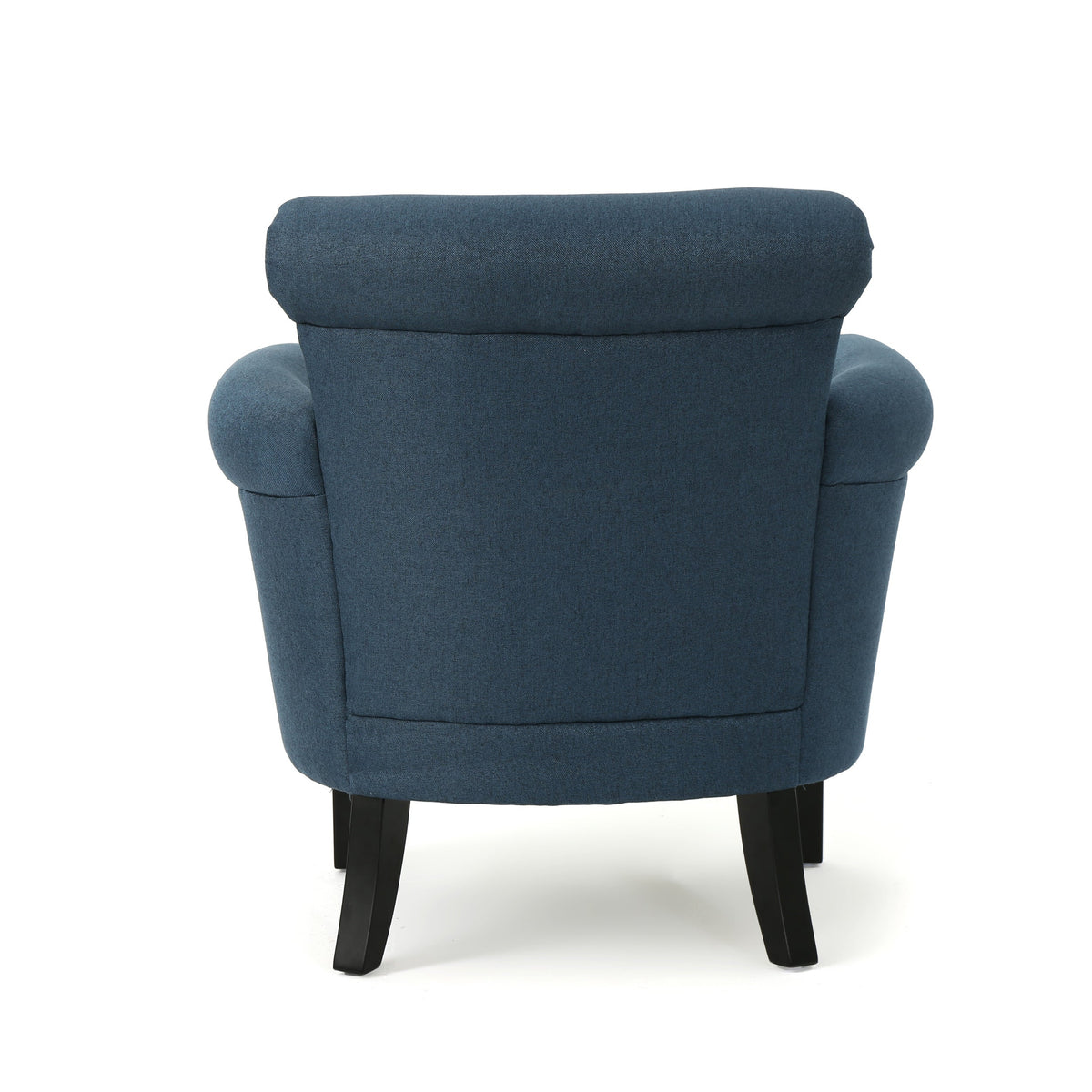 Navy Blue Fabric Club Chair with Nailhead Trim and Birch Wood Legs – view 8