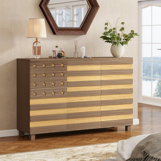 55 inch hand-carved buffet sideboard cabinet with drawers and doors in a classic dining room