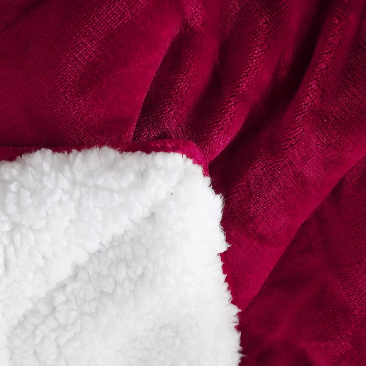 Soft Red Microfleece and Sherpa Throw Blanket – view 5