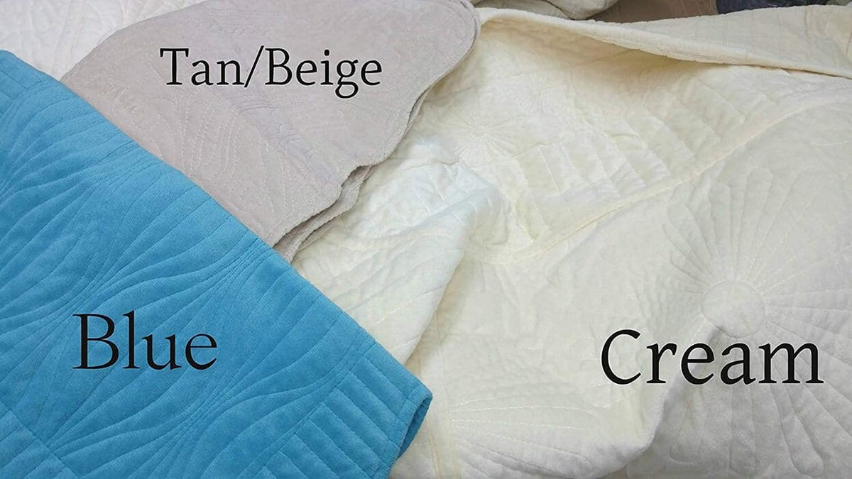 Cream Micro Fleece Scalloped Quilted Bedspread Set – view 6