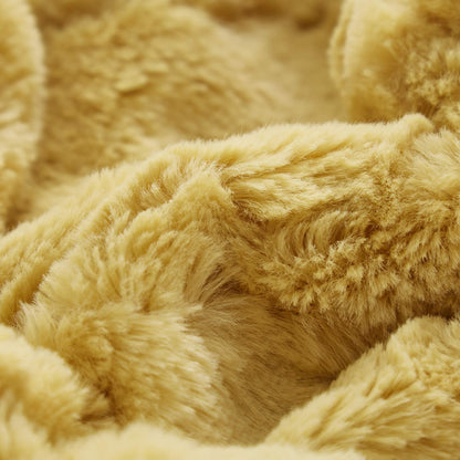 Mustard Yellow Moroccan Lattice Faux Fur and Sherpa Throw Blanket – view 7