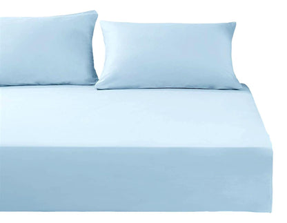 Light Sky Blue 100% Cotton Fitted Sheet and Pillowcase Set – view 2