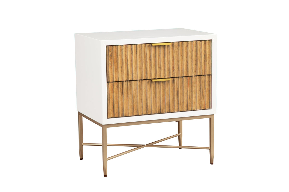 Larsen 2-Drawer Nightstand with Gold Legs and Hardware – view 3