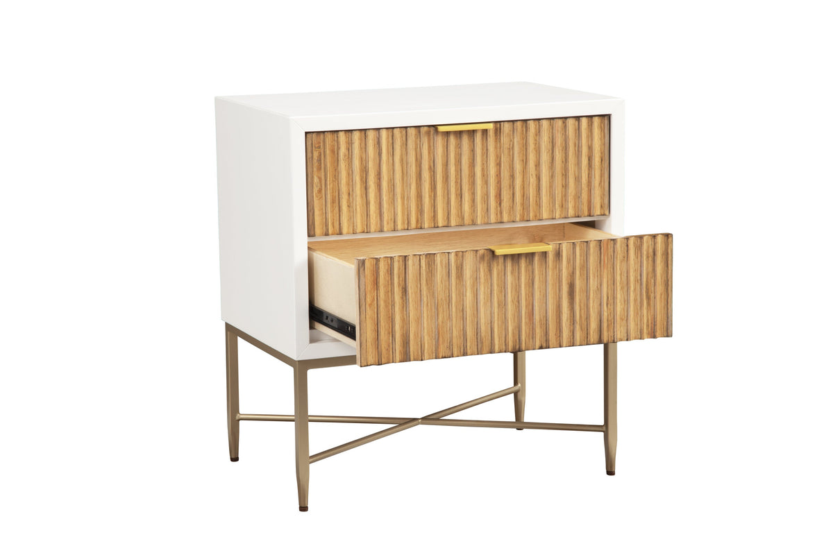 Larsen 2-Drawer Nightstand with Gold Legs and Hardware – view 4
