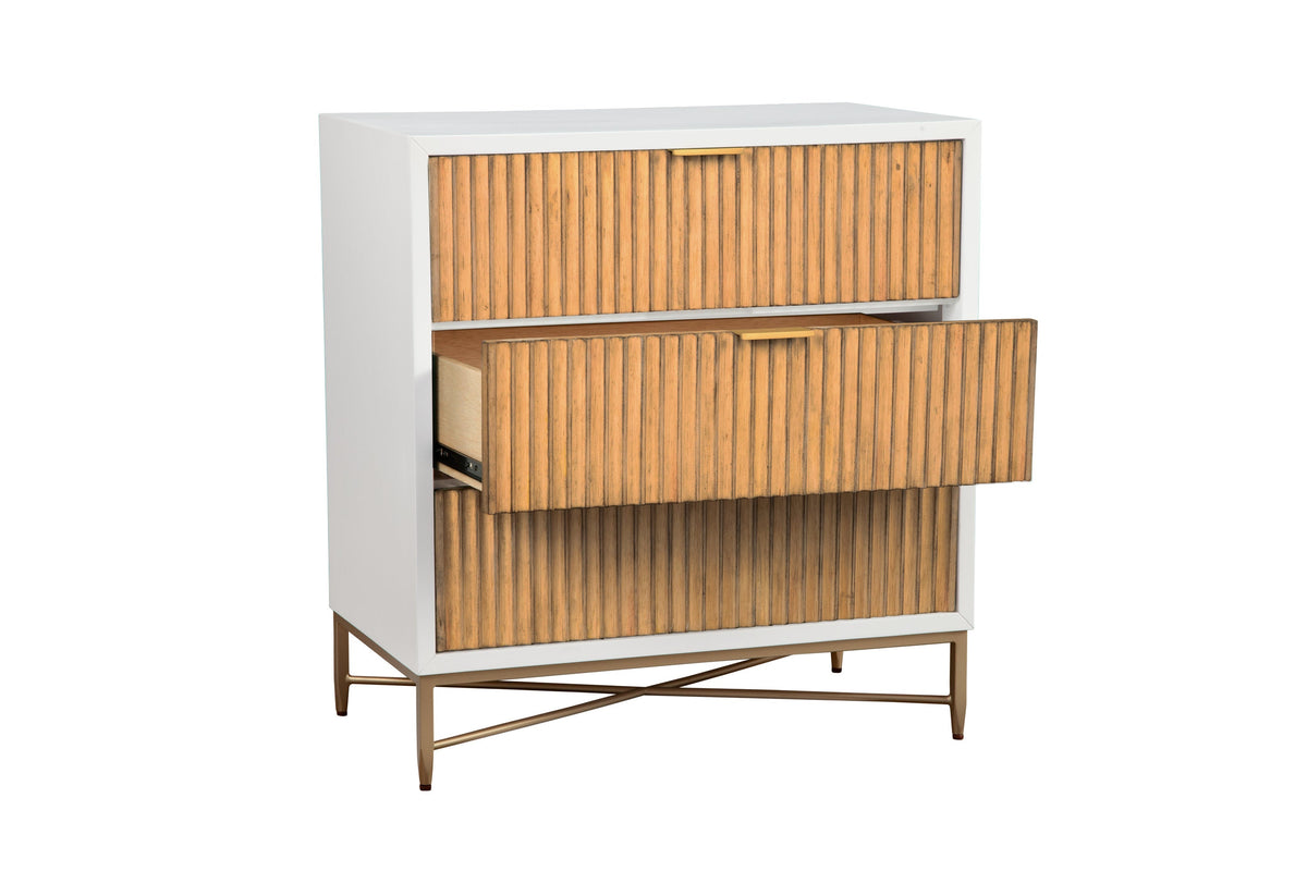 Larsen 3-Drawer Accent Chest with Gold Legs and Hardware – view 5